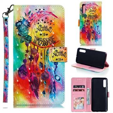 Flower Wind Chimes 3D Painted Leather Phone Wallet Case for Samsung Galaxy A50s