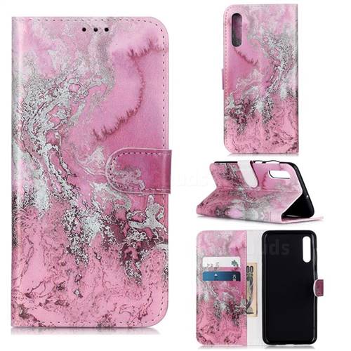 Pink Seawater PU Leather Wallet Case for Samsung Galaxy A50s
