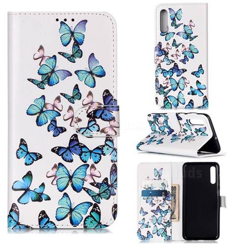 Blue Vivid Butterflies PU Leather Wallet Case for Samsung Galaxy A50s