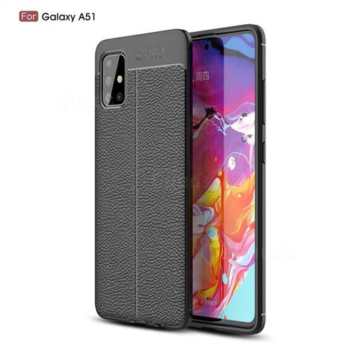 Luxury Auto Focus Litchi Texture Silicone TPU Back Cover for Samsung Galaxy A51 4G - Black