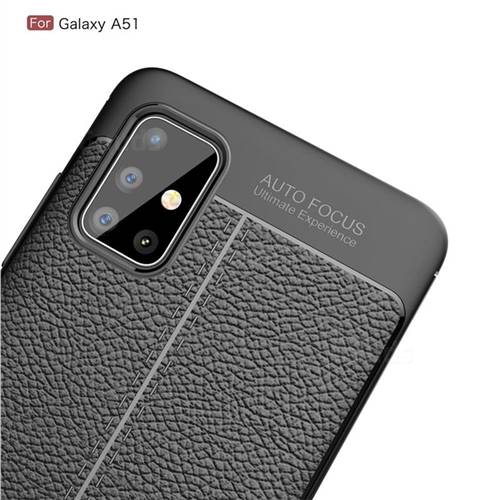 Luxury Auto Focus Litchi Texture Silicone TPU Back Cover for Samsung Galaxy A51 Black Galaxy