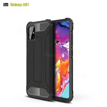 King Kong Armor Premium Shockproof Dual Layer Rugged Hard Cover for Samsung Galaxy A51 4G - Black Gold