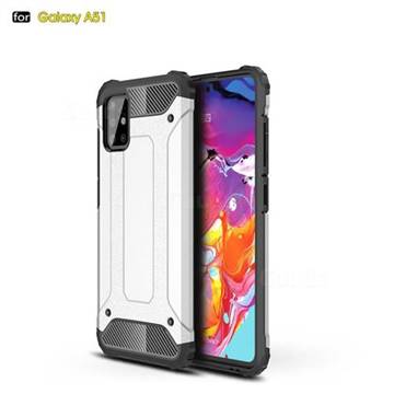 King Kong Armor Premium Shockproof Dual Layer Rugged Hard Cover for Samsung Galaxy A51 4G - White
