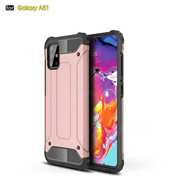 King Kong Armor Premium Shockproof Dual Layer Rugged Hard Cover for Samsung Galaxy A51 4G - Rose Gold
