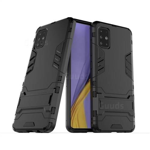Armor Premium Tactical Grip Kickstand Shockproof Dual Layer Rugged Hard Cover for Samsung Galaxy A51 4G - Black