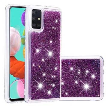 Dynamic Liquid Glitter Quicksand Sequins TPU Phone Case for Samsung Galaxy A51 4G - Purple