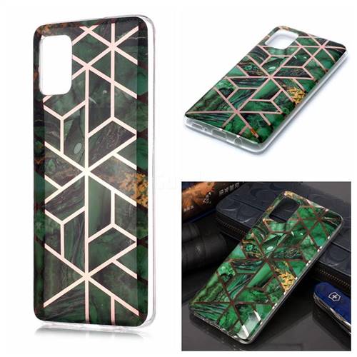 Green Rhombus Galvanized Rose Gold Marble Phone Back Cover for Samsung Galaxy A51 4G