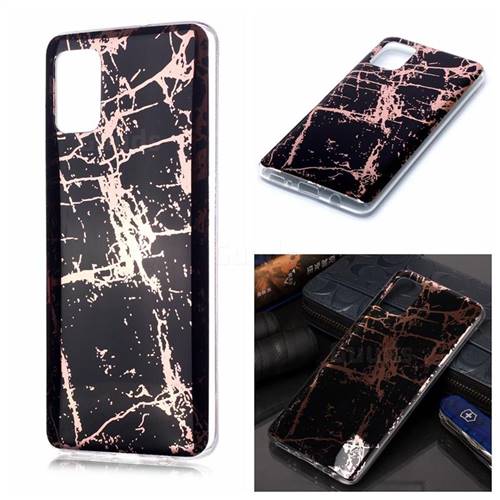 Black Galvanized Rose Gold Marble Phone Back Cover for Samsung Galaxy A51 4G