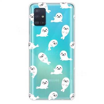 White Sea Lions Super Clear Soft TPU Back Cover for Samsung Galaxy A51 4G