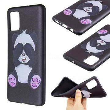 Lovely Panda 3D Embossed Relief Black Soft Back Cover for Samsung Galaxy A51 4G