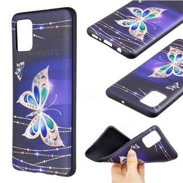 Golden Shining Butterfly 3D Embossed Relief Black Soft Back Cover for Samsung Galaxy A51 4G