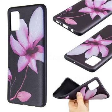 Lotus Flower 3D Embossed Relief Black Soft Back Cover for Samsung Galaxy A51 4G