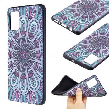 Mandala 3D Embossed Relief Black Soft Back Cover for Samsung Galaxy A51 4G