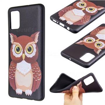Big Owl 3D Embossed Relief Black Soft Back Cover for Samsung Galaxy A51 4G