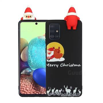 Santa Elk on Moon Christmas Xmax Soft 3D Doll Silicone Case for Samsung Galaxy A51 4G