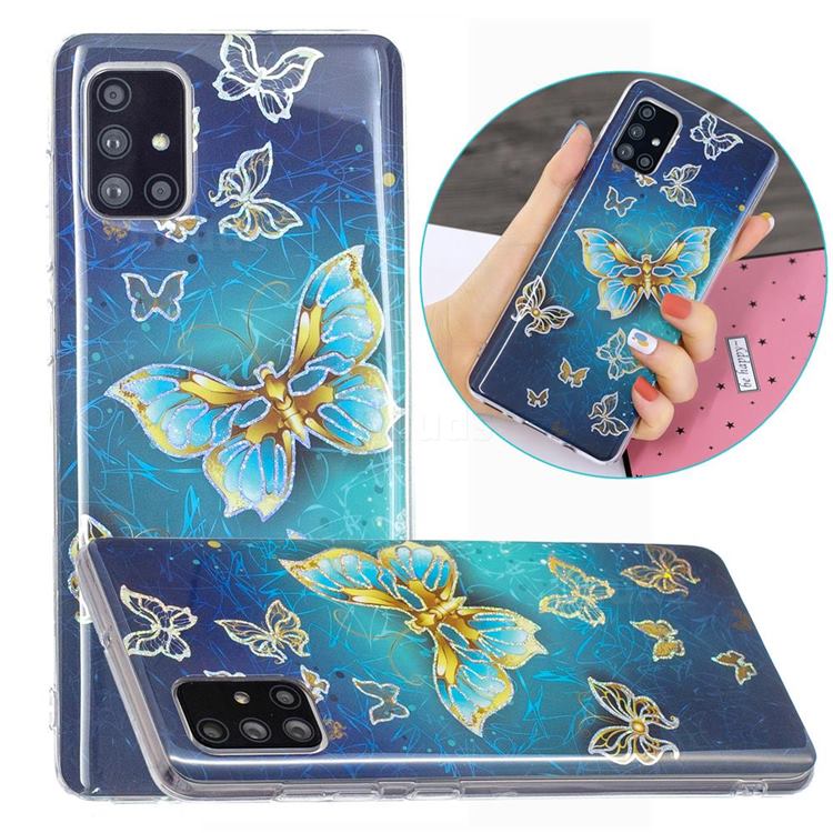 Golden Butterfly Painted Galvanized Electroplating Soft Phone Case Cover for Samsung Galaxy A51 4G
