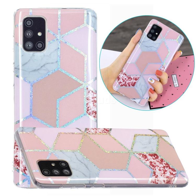 Pink Marble Painted Galvanized Electroplating Soft Phone Case Cover for Samsung Galaxy A51 4G