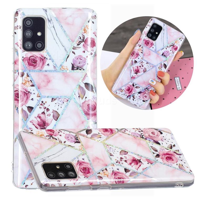 Rose Flower Painted Galvanized Electroplating Soft Phone Case Cover for Samsung Galaxy A51 4G