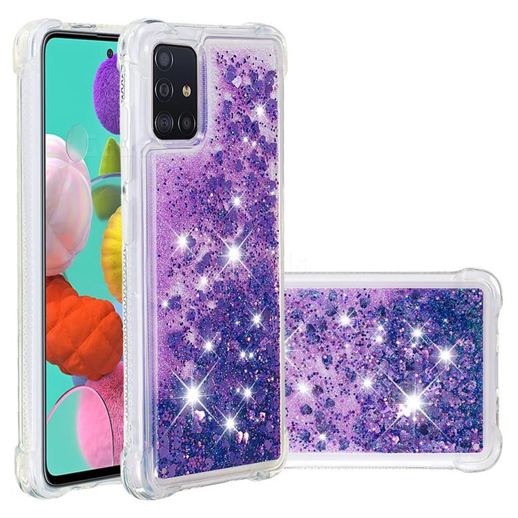 Dynamic Liquid Glitter Sand Quicksand Star TPU Case for Samsung Galaxy A51 4G - Purple