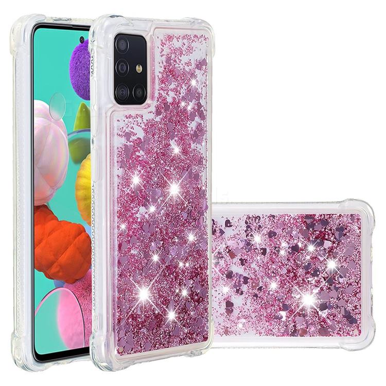 Dynamic Liquid Glitter Sand Quicksand Star TPU Case for Samsung Galaxy A51 4G - Diamond Rose