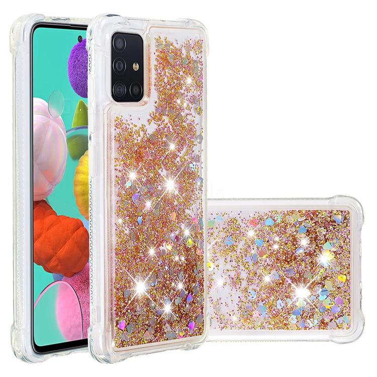 Dynamic Liquid Glitter Sand Quicksand Star TPU Case for Samsung Galaxy A51 4G - Diamond Gold