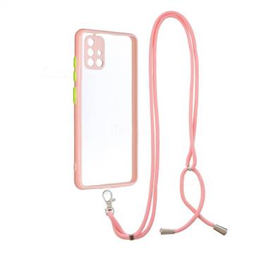 Necklace Cross-body Lanyard Strap Cord Phone Case Cover for Samsung Galaxy A51 4G - Pink