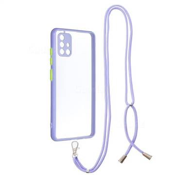 Necklace Cross-body Lanyard Strap Cord Phone Case Cover for Samsung Galaxy A51 4G - Purple
