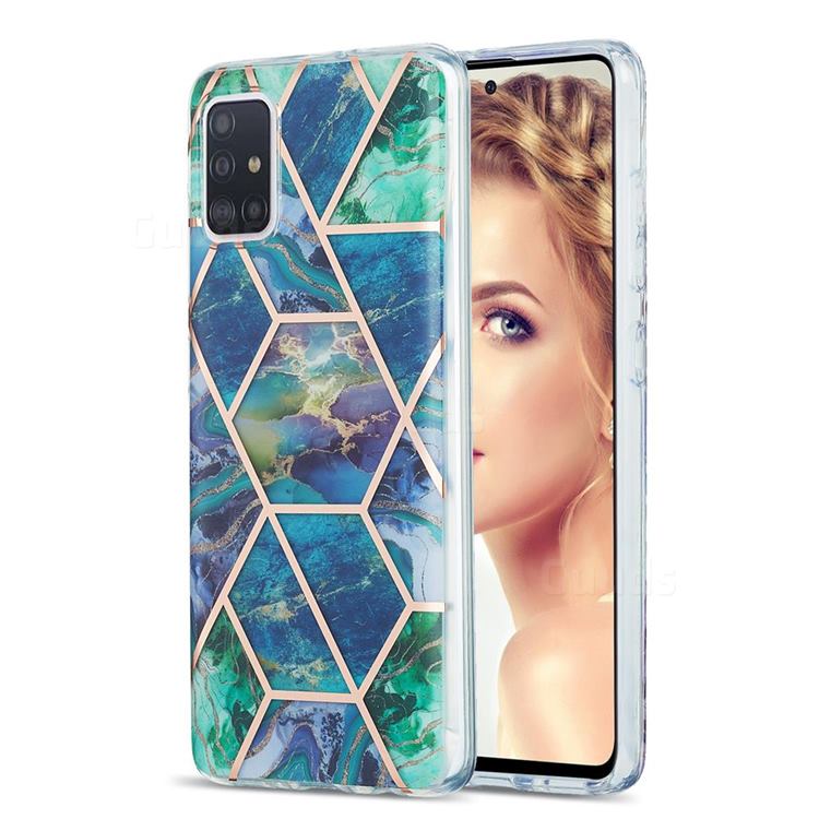 Blue Green Marble Pattern Galvanized Electroplating Protective Case Cover for Samsung Galaxy A51 4G