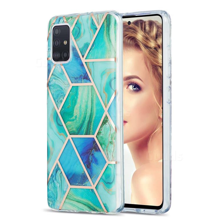Green Glacier Marble Pattern Galvanized Electroplating Protective Case Cover for Samsung Galaxy A51 4G