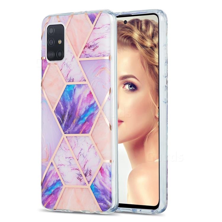Purple Dream Marble Pattern Galvanized Electroplating Protective Case Cover for Samsung Galaxy A51 4G