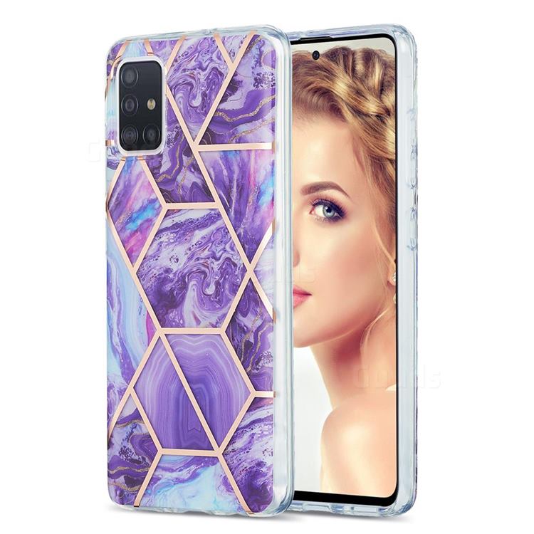 Purple Gagic Marble Pattern Galvanized Electroplating Protective Case Cover for Samsung Galaxy A51 4G
