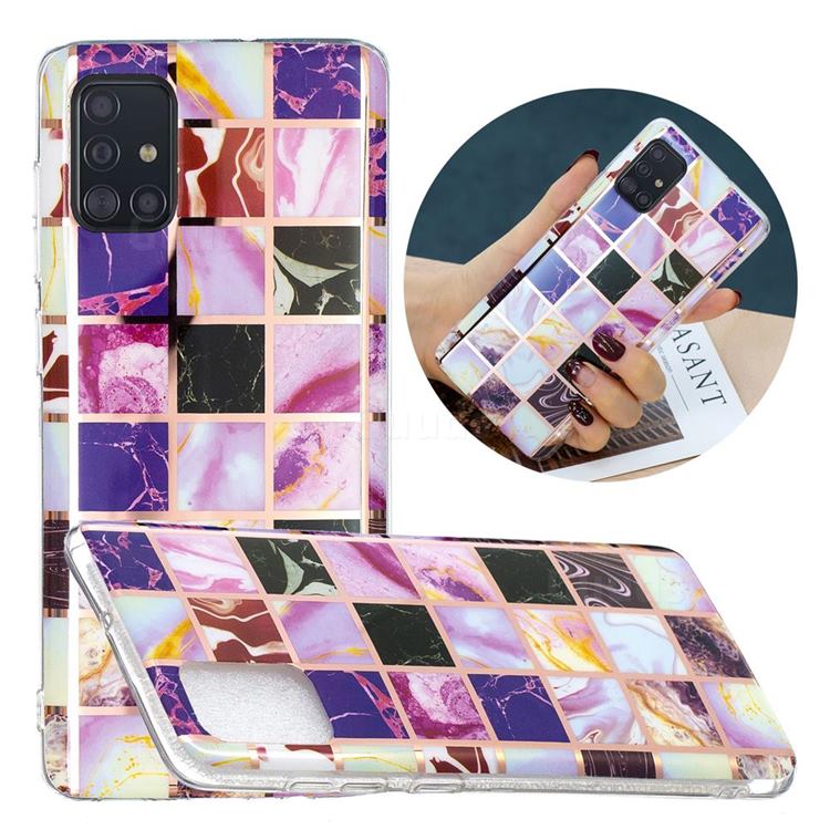 Square Puzzle Painted Marble Electroplating Protective Case for Samsung Galaxy A51 4G