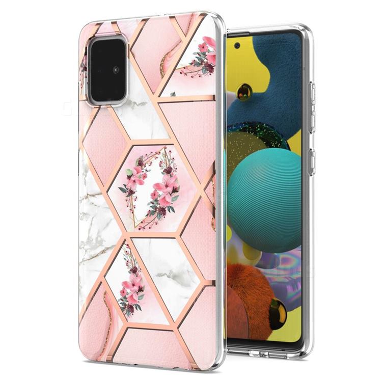 Pink Flower Marble Electroplating Protective Case Cover for Samsung Galaxy A51 4G