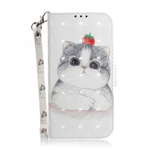 Cute Tomato Cat 3D Painted Leather Wallet Phone Case for Samsung Galaxy A51 4G