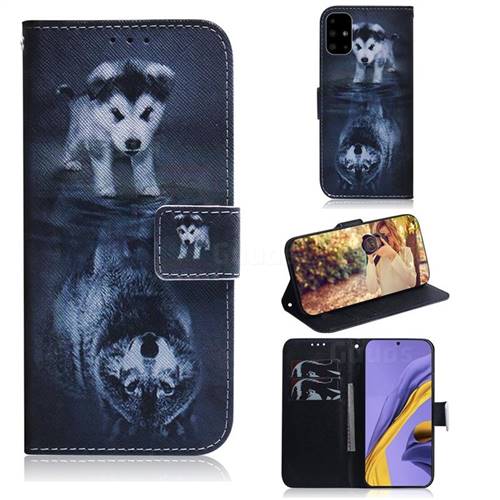 Wolf and Dog PU Leather Wallet Case for Samsung Galaxy A51 4G