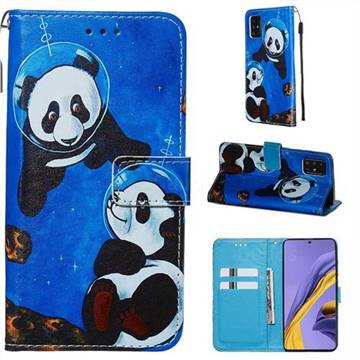 Undersea Panda Matte Leather Wallet Phone Case for Samsung Galaxy A51 4G