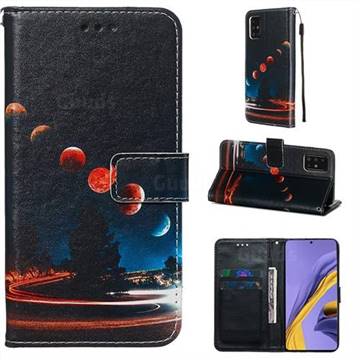 Wandering Earth Matte Leather Wallet Phone Case for Samsung Galaxy A51 4G