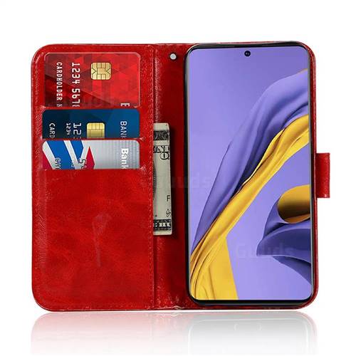 Luxury Retro Leather Wallet Case for Samsung Galaxy A51 4G - Red ...