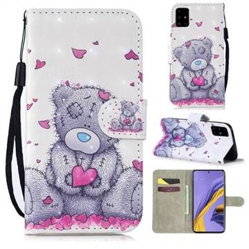 Love Panda 3D Painted Leather Wallet Phone Case for Samsung Galaxy A51 4G