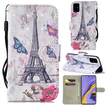 Paris Tower 3D Painted Leather Wallet Phone Case for Samsung Galaxy A51 4G