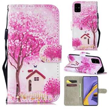 Tree House 3D Painted Leather Wallet Phone Case for Samsung Galaxy A51 4G