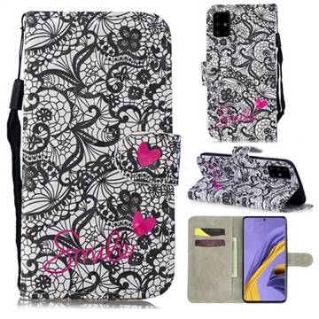 Lace Flower 3D Painted Leather Wallet Phone Case for Samsung Galaxy A51 4G