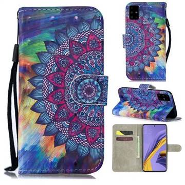 Oil Painting Mandala 3D Painted Leather Wallet Phone Case for Samsung Galaxy A51 4G