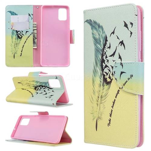 Feather Bird Leather Wallet Case for Samsung Galaxy A51 4G