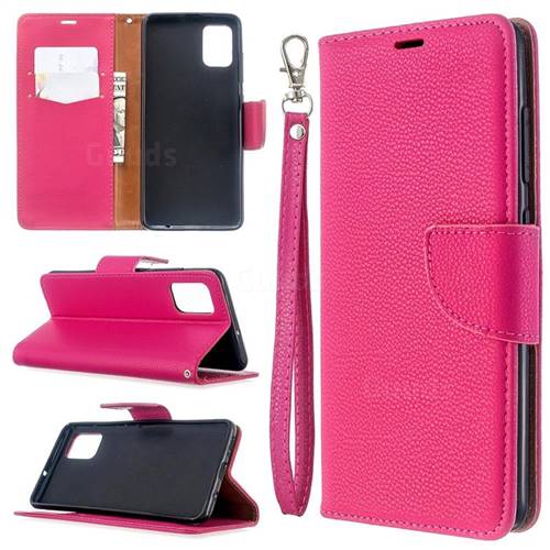 Classic Luxury Litchi Leather Phone Wallet Case for Samsung Galaxy A51 4G - Rose