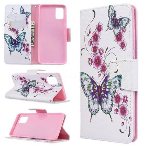 Peach Butterflies Leather Wallet Case for Samsung Galaxy A51 4G