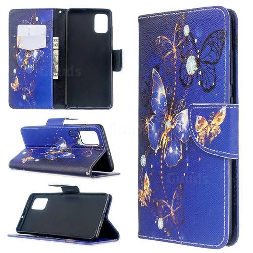 Purple Butterfly Leather Wallet Case for Samsung Galaxy A51 4G