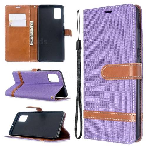 Jeans Cowboy Denim Leather Wallet Case for Samsung Galaxy A51 4G - Purple