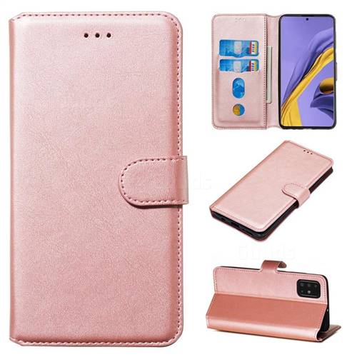 Retro Calf Matte Leather Wallet Phone Case for Samsung Galaxy A51 4G - Pink