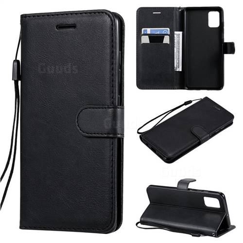 Retro Greek Classic Smooth PU Leather Wallet Phone Case for Samsung Galaxy A51 4G - Black